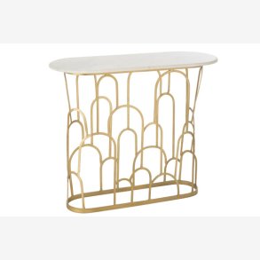 J-Line - Konsolbord m. Marmor bordplade 91x78x36cm, Guld/Hvid