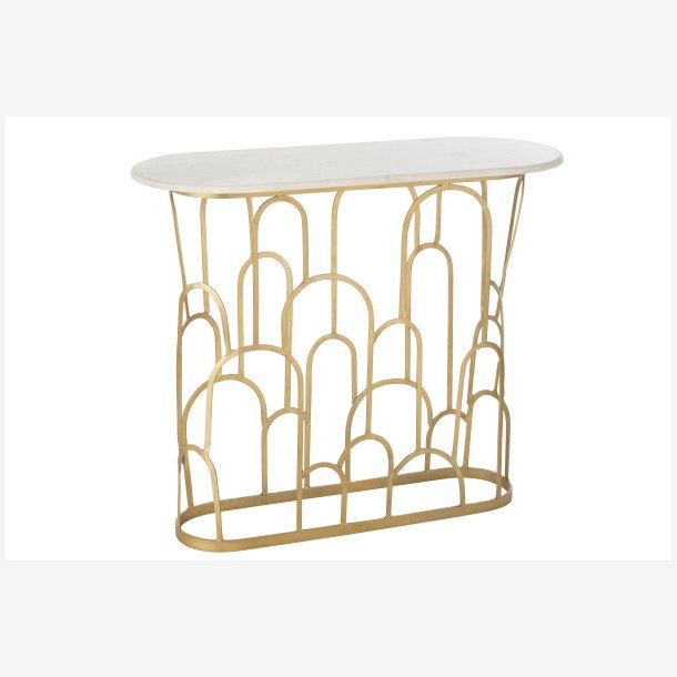 J-Line - Konsolbord m. Marmor bordplade 91x78x36cm, Guld/Hvid
