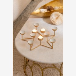 J-Line - Sofabord m. marmor bordplade 122x35x61cm, Guld/Hvid 