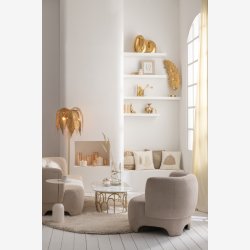 J-Line - Sofabord m. marmor bordplade 122x35x61cm, Guld/Hvid 