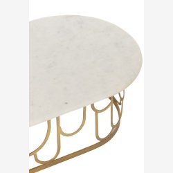 J-Line - Sofabord m. marmor bordplade 122x35x61cm, Guld/Hvid 