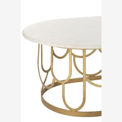 J-Line - Sofabord m. marmor bordplade 122x35x61cm, Guld/Hvid 