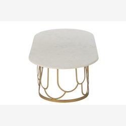 J-Line - Sofabord m. marmor bordplade 122x35x61cm, Guld/Hvid 