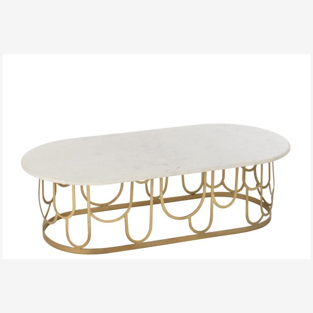 J-Line - Sofabord m. marmor bordplade 122x35x61cm, Guld/Hvid 