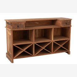 J-Line - Bar m. To skuffer i genanvendt tr 180x106x55cm, Natur/Brun