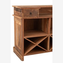 J-Line - Bar m. To skuffer i genanvendt tr 180x106x55cm, Natur/Brun