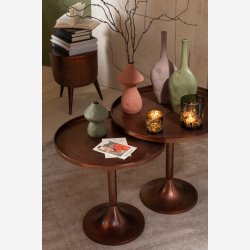 J-Line - St m. to runde sideborde i aluminium 56/48x47/50cm, Bronze