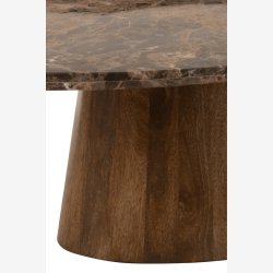 J-Line - Ovalt Sofabord m. Marmor bordplade 130x41x68cm, Brun  