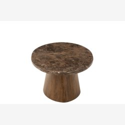 J-Line - Ovalt Sofabord m. Marmor bordplade 130x41x68cm, Brun  