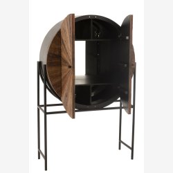 J-Line - Rundt bar skab m. 2 lger 105x160x38cm, Brun og Sort 