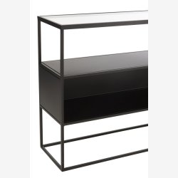 J-Line - Konsolbord i metal m. Glas bordplade 140x72x30cm, Sort