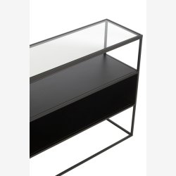 J-Line - Konsolbord i metal m. Glas bordplade 140x72x30cm, Sort