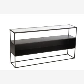 J-Line - Konsolbord i metal m. Glas bordplade 140x72x30cm, Sort