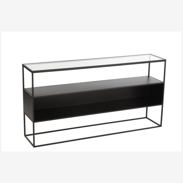 J-Line - Konsolbord i metal m. Glas bordplade 140x72x30cm, Sort