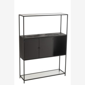 J-line - Rektangel reol m. To skabs lger 90x126x26cm, Sort 