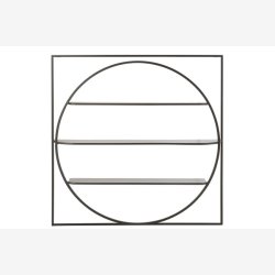 J-Line - Vg reol m. 3 hylder 80x80x13,5cm, Sort