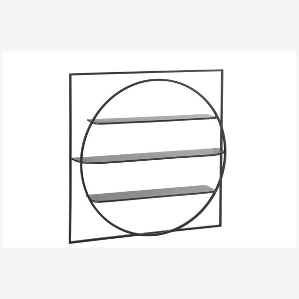 J-Line - Vg reol m. 3 hylder 80x80x13,5cm, Sort