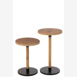 J-Line - St m. to sideborde i tr 35/35x61/47cm, Natur og Sort