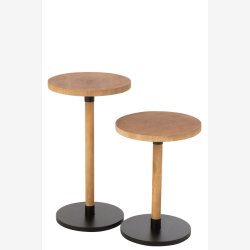 J-Line - St m. to sideborde i tr 35/35x61/47cm, Natur og Sort