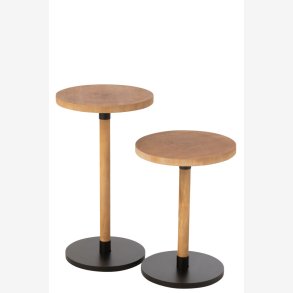 J-Line - St m. to sideborde i tr 35/35x61/47cm, Natur og Sort