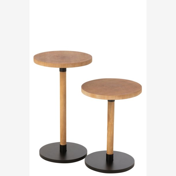 J-Line - St m. to sideborde i tr 35/35x61/47cm, Natur og Sort