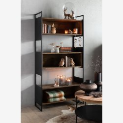 J-Line - Sidebord i tr m. opbevarings plade under 45x50x45cm, Natur og Sort