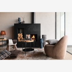 J-Line - Sidebord i tr m. opbevarings plade under 45x50x45cm, Natur og Sort