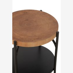 J-Line - Sidebord i tr m. opbevarings plade under 45x50x45cm, Natur og Sort