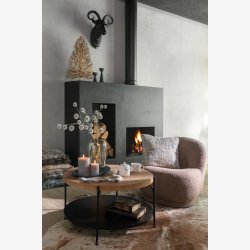 J-Line - Sofabord m. Opbevarings hylde 80x45,5x80cm, Natur og Sort 