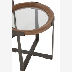 J-Line - St m. to sideborde i metal og glas 60/40x60/45cm, Sort og Natur