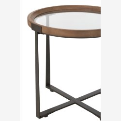 J-Line - St m. to sideborde i metal og glas 60/40x60/45cm, Sort og Natur