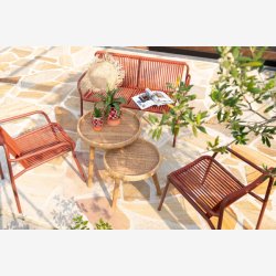 J-Line - St m. To sideborde i flettet rattan 60/49,5x56,5/46,5cm, Natur