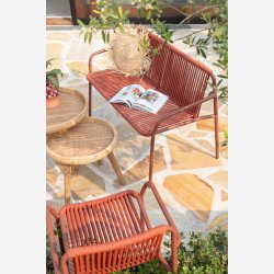 J-Line - St m. To sideborde i flettet rattan 60/49,5x56,5/46,5cm, Natur