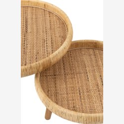 J-Line - St m. To sideborde i flettet rattan 60/49,5x56,5/46,5cm, Natur