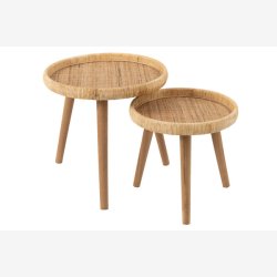 J-Line - St m. To sideborde i flettet rattan 60/49,5x56,5/46,5cm, Natur