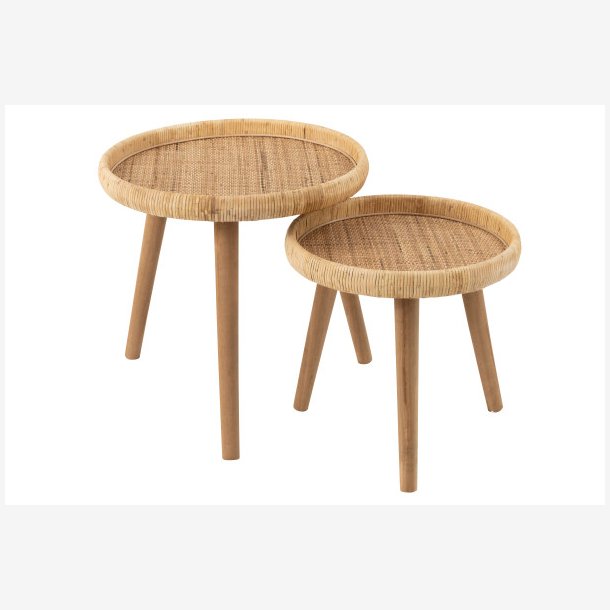 J-Line - St m. To sideborde i flettet rattan 60/49,5x56,5/46,5cm, Natur