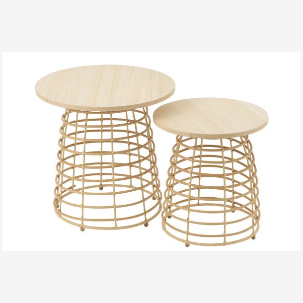 J-Line - St m. to runde sideborde i tr 50/40x50/45cm, Natur