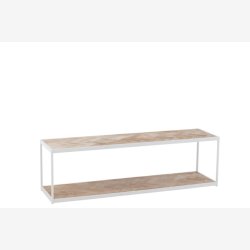 J-Line - Tyndt sofabord m. Sildebens mnster 150x44,5x40cm, Natur og Hvid