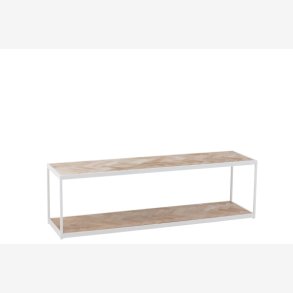 J-Line - Tyndt sofabord m. Sildebens mnster 150x44,5x40cm, Natur og Hvid