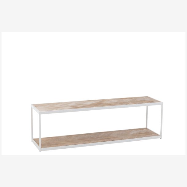 J-Line - Tyndt sofabord m. Sildebens mnster 150x44,5x40cm, Natur og Hvid