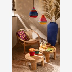 J-Line - St m. Runde sideborde i massivt tr 50x35/28cm, Natur