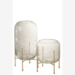 J-Line - Vase/Hurricane p stativ glas/metal H: 37 : 19,5 cm. 