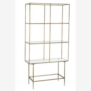 J-Line - Reol m/3 hylder i metal og glas 100x200x40cm, Guld