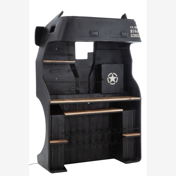 J-Line - Bar m/US Army lastbil design 220x69x148cm, Sort