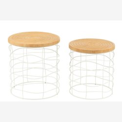 J-Line - St m/2 sideborde 45/40x50/45cm, Natur/Hvid 