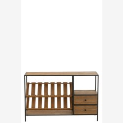 J-Line - Vinreol m/2 skuffer tr/metal B: 120 H: 77 D: 33 cm.