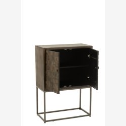 J-Line - Skab p metal ben 76x122x40cm, Brun og Sort