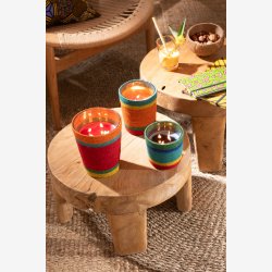 J-Line - St m. Runde sideborde i massivt tr 50x35/28cm, Natur