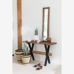 J-Line - Konsolbord i antik tr 120x75x35cm, Natur og Sort