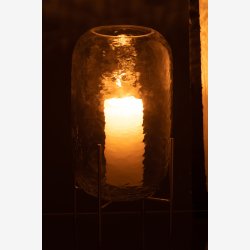 J-Line - Vase/Hurricane p stativ glas/metal H: 37 : 19,5 cm. 